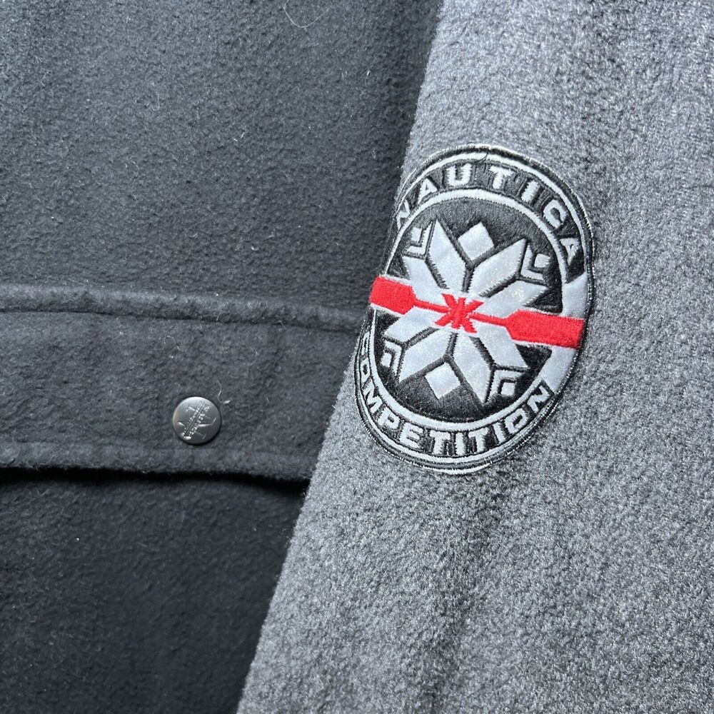 Nautica Competition Quarter Zip Fleece Mens XL Black Gray Vintage 90s Patch - Picture 2 of 8